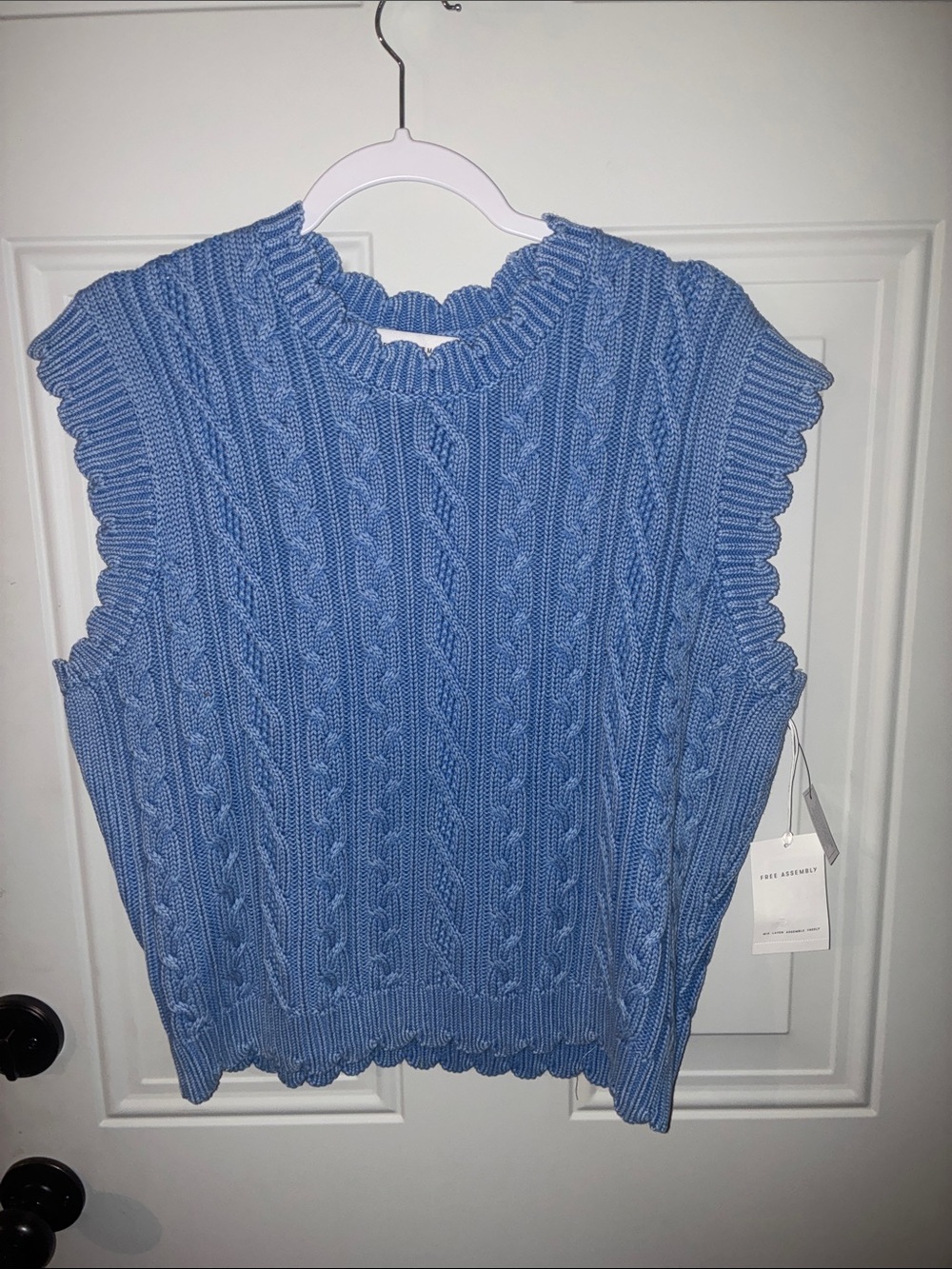 Sleeveless Cable Knit Sweater Vest in Light Blue